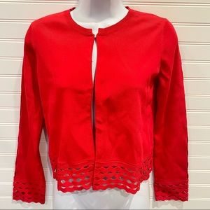 Maje red cardigan distressed sleeves size S